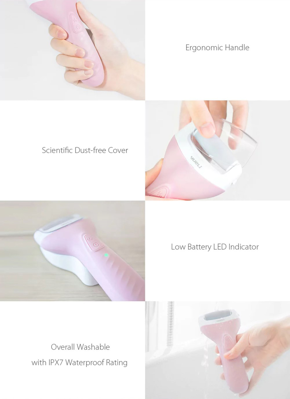 Электрическая роликовая пилка Yueli Electric Water-Proof Foot Pedicurer особенности дизайна