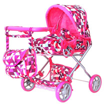 Кукольная коляска EG цвет розовые ромбы