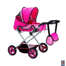 Кукольная коляска EG цвет фуксия+розовый 
