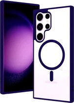 Накладка Magsafe для Samsung S23 Ultra прозрачная Фиолетовая