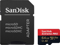 Карта памяти SanDisk Extreme Pro microSDXC Class 10 UHS Class 3 V30 A2 200/90 MB/s 64GB + SD adapter SDSQXCU-064G-GN6MA