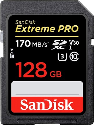 Карта памяти SanDisk Extreme Pro SDXC Class 10 V30 UHS-I U3 R170/W90MB/s 128GB SDSDXXY-128G-GN4IN