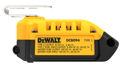 Адаптер зарядное устройство DeWalt USB 18V/54V DCB094K фото 2